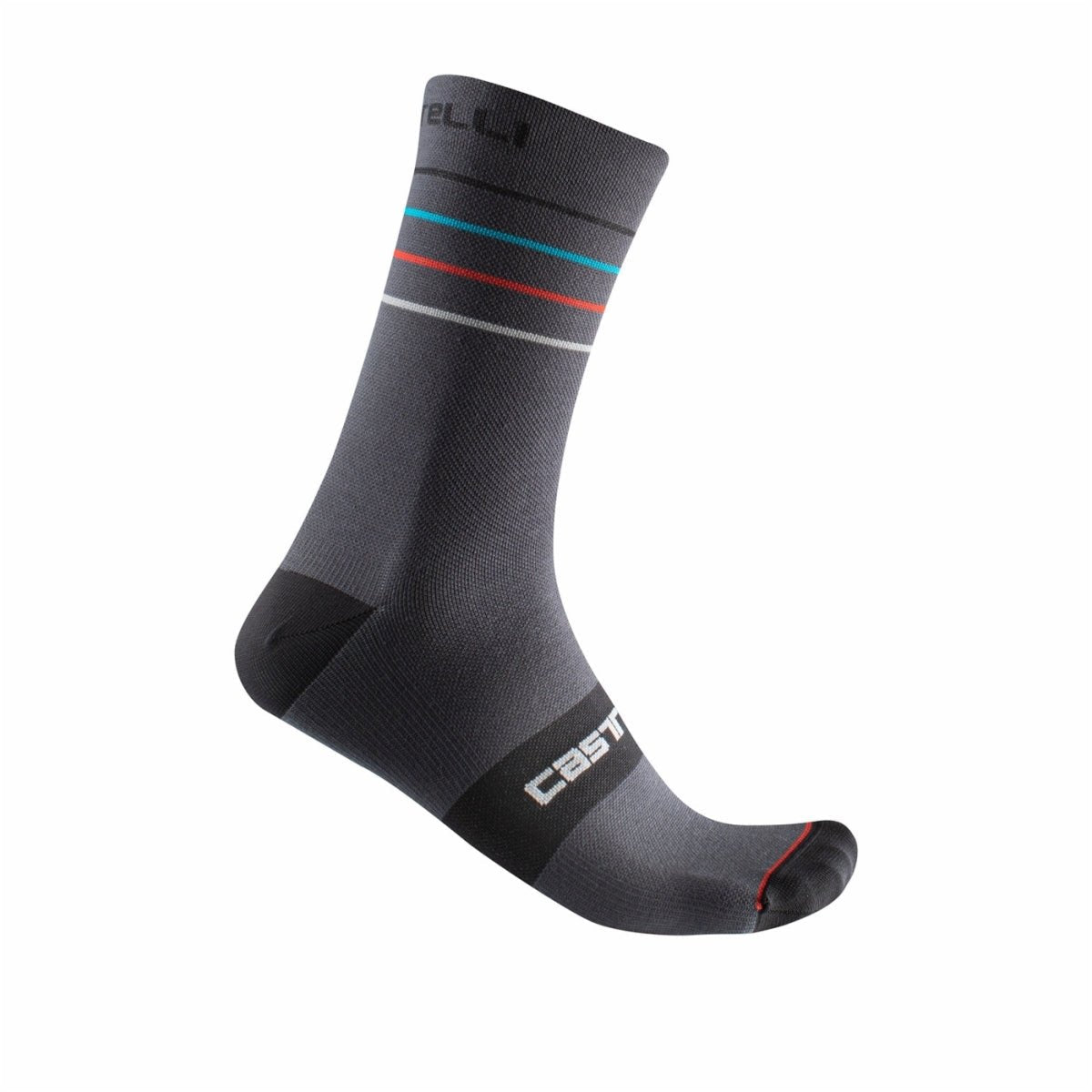 Castelli Endurance 15 Sock - Dark Gray/Sky Blue-Red - image 1