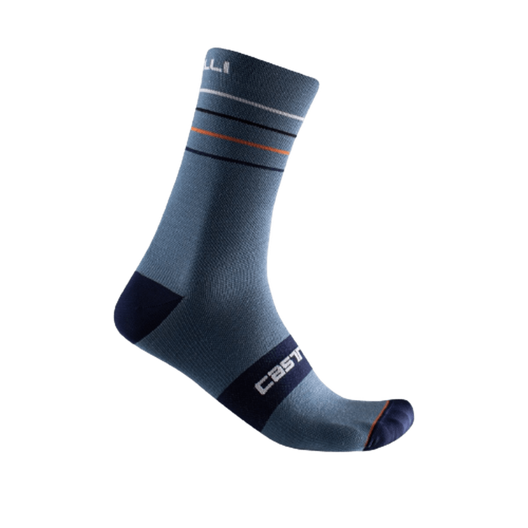 Castelli Endurance 15 Sock - Light Steel Blue/Pop Orange-White - image 1