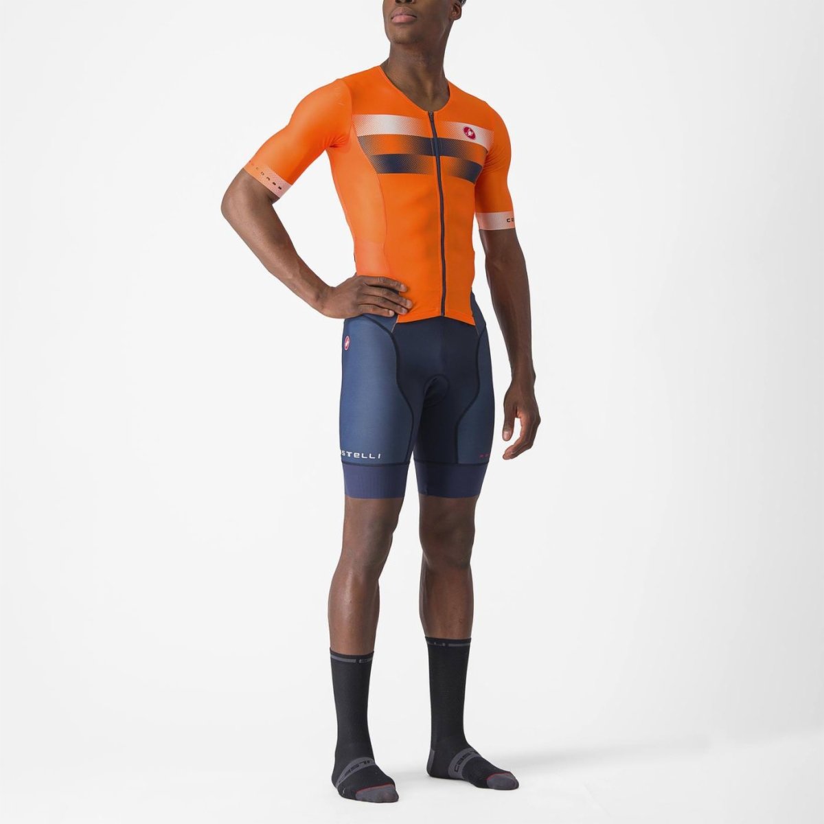 Castelli Free Sanremo 2 Suit - Short Sleeve - Electric Lime / Niagara Blue - image