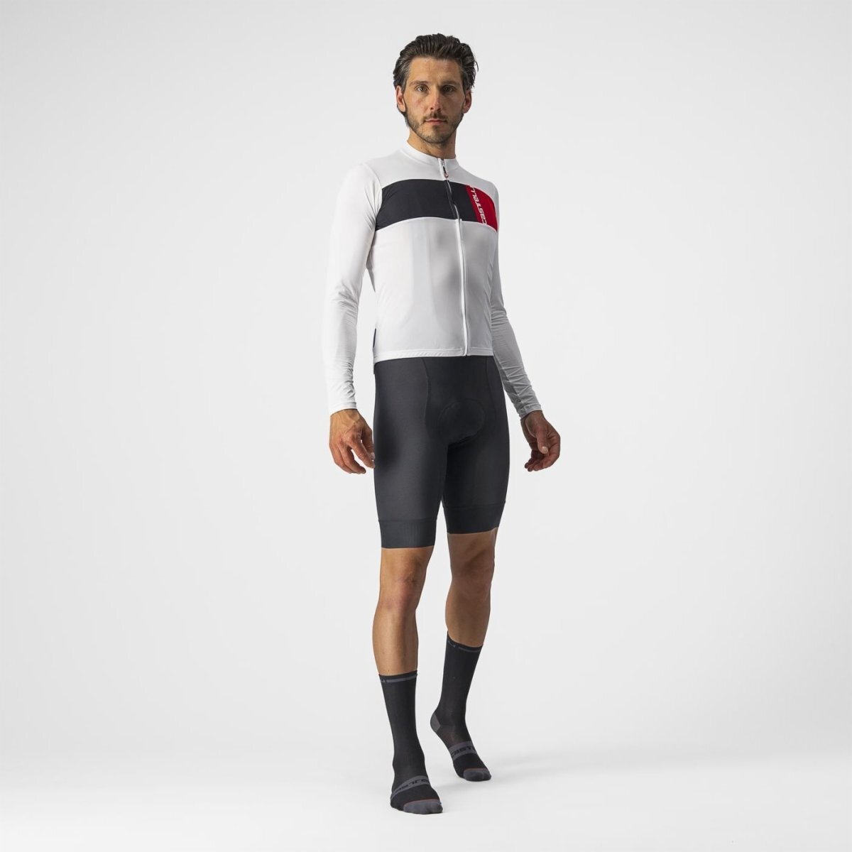 Castelli Prologo 7 Long Sleeve Jersey - Ivory/Light Black-Red - image 3