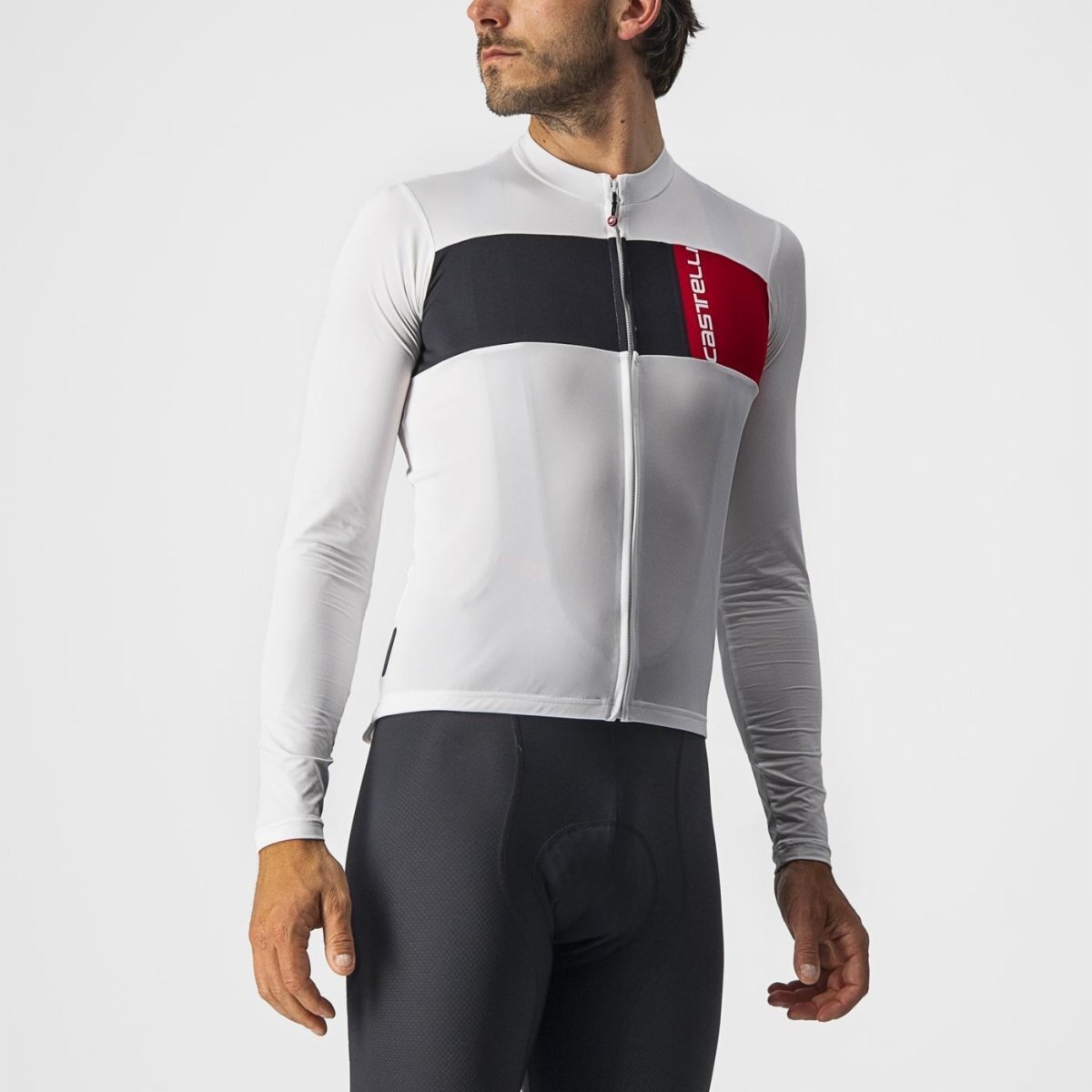 Castelli Prologo 7 Long Sleeve Jersey - Ivory/Light Black-Red - image 1