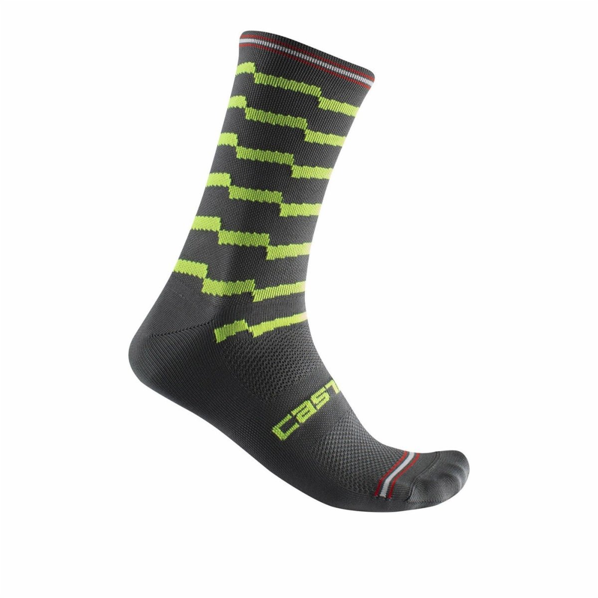 Castelli Unlimited 18 Socks - Dark Gray / Electric Lime - image