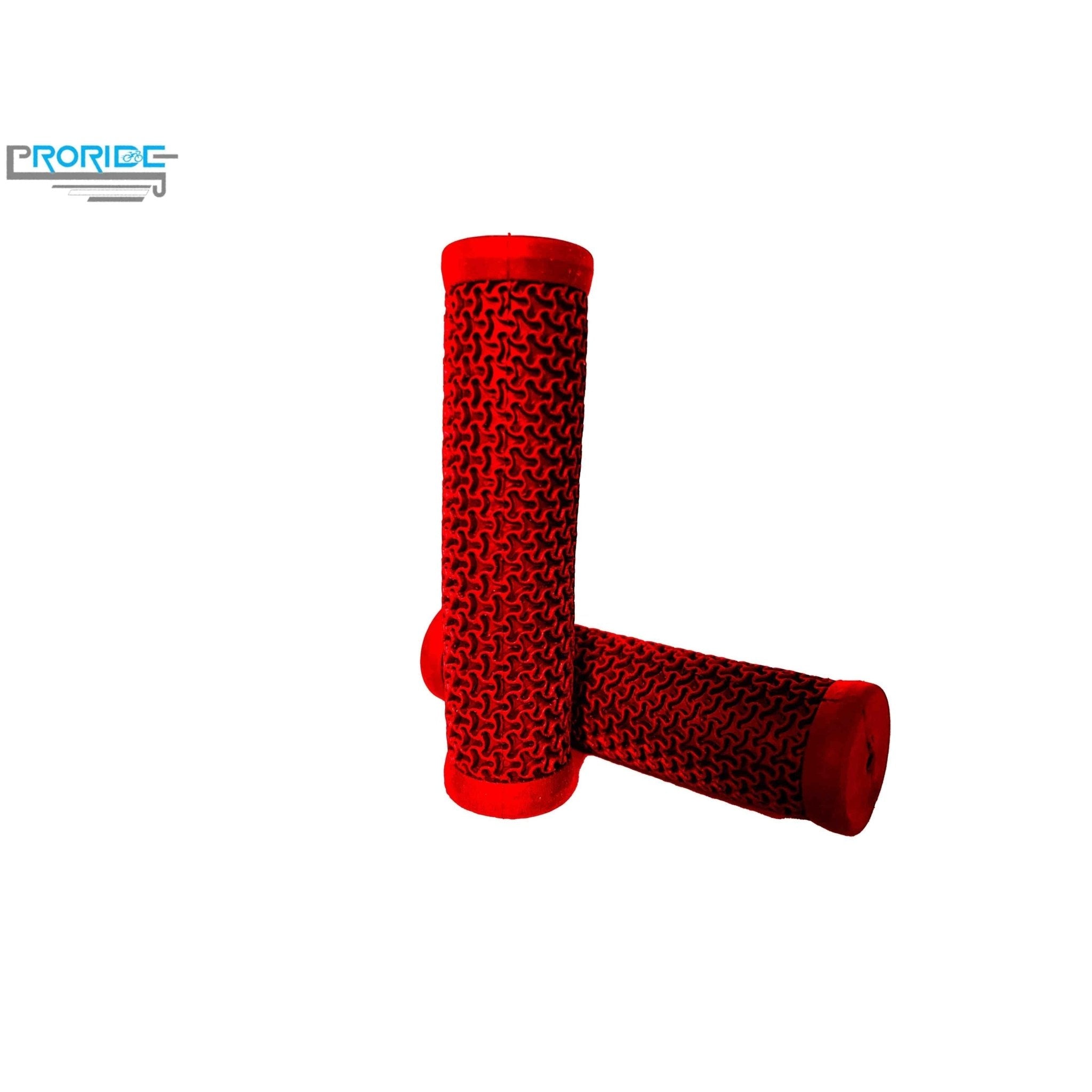 Proride Premium Rubber MTB Grips / Red,Rubber MTB Grips with Reach Compliance- Premium - Red color - image 1