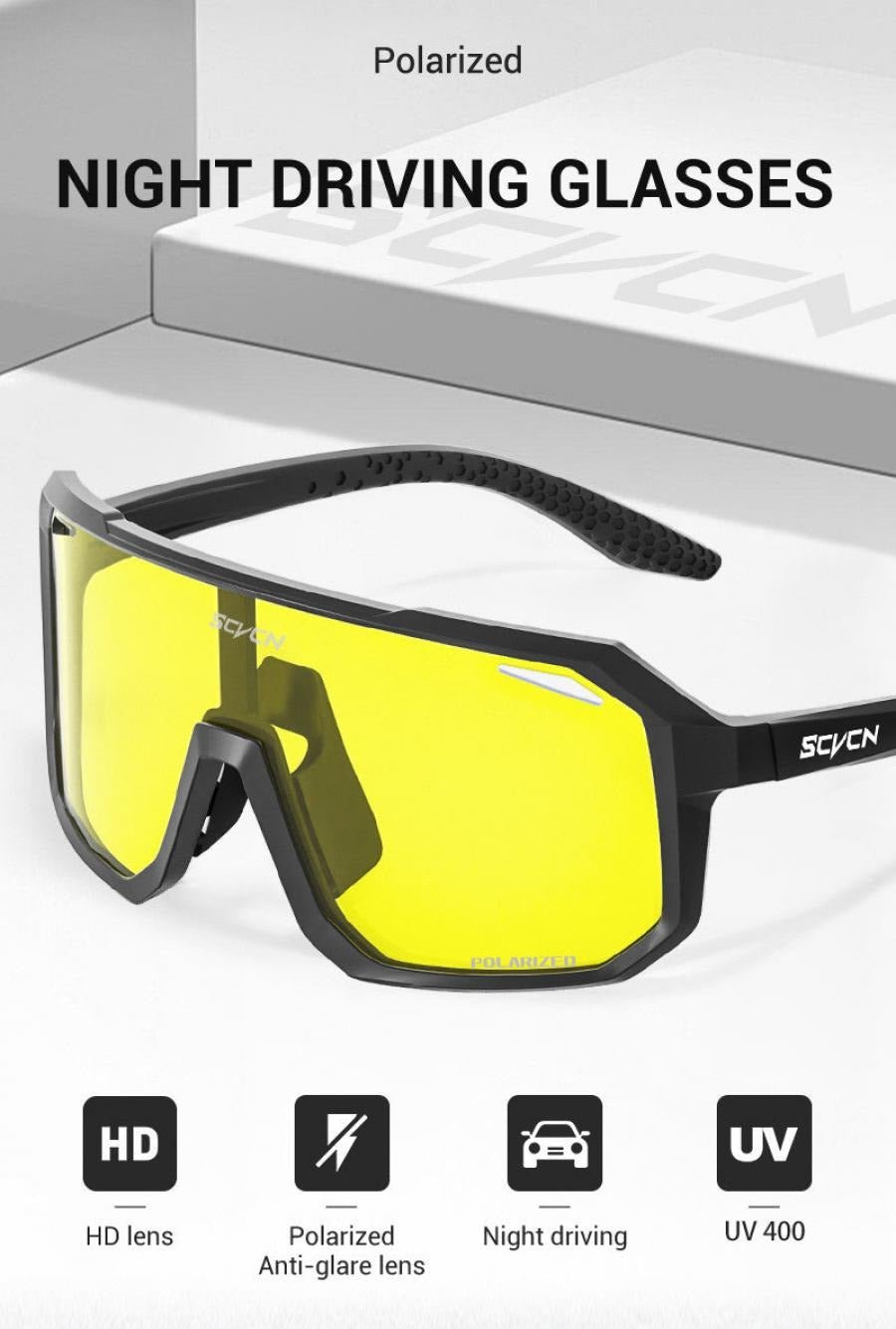 SCVCN S62 Night Vision Yellow Polarized Glasses - Black - image 2
