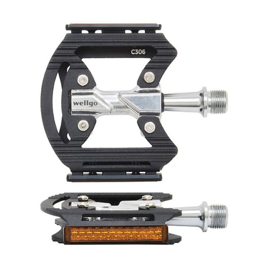 Wellgo C-306 CNC Aluminium Flat Pedal-Black/Silver - image 1